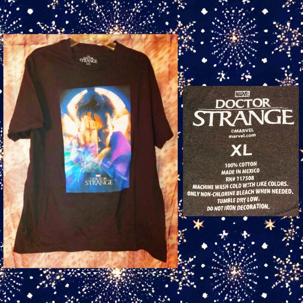Marvel brand Black/Multicolors Doctor Strange Graphic Print Knit T-shirt Sz XL